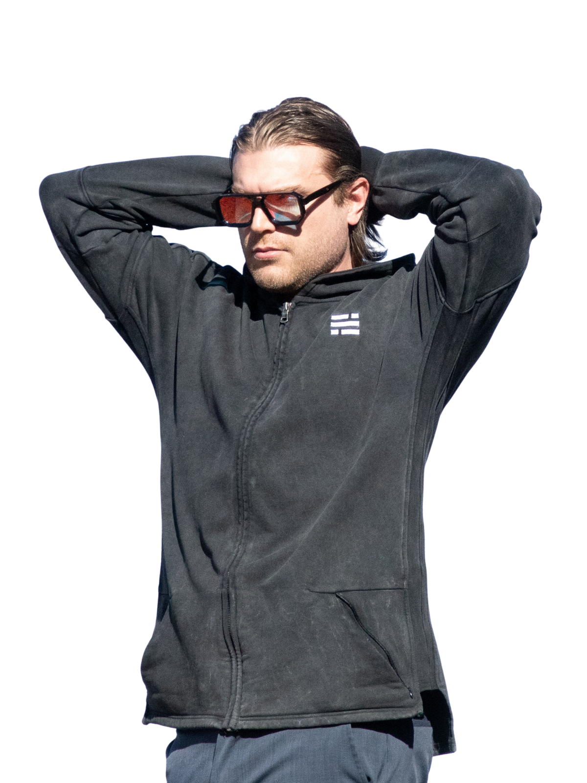 Sudadera con capucha de gramaje pesado - Gris carbón lavado mineral