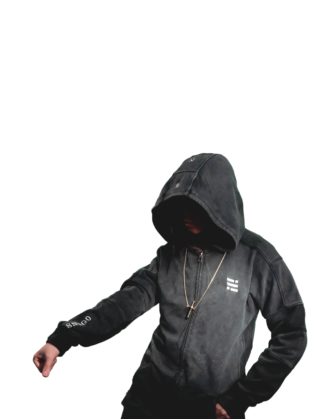 Sudadera con capucha de gramaje pesado - Gris carbón lavado mineral