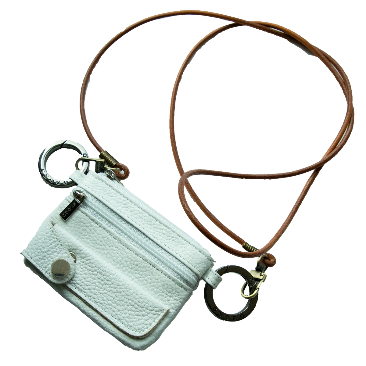 Cartera de viaje | 4 compartimentos de piel de lichi con llaveros y correa