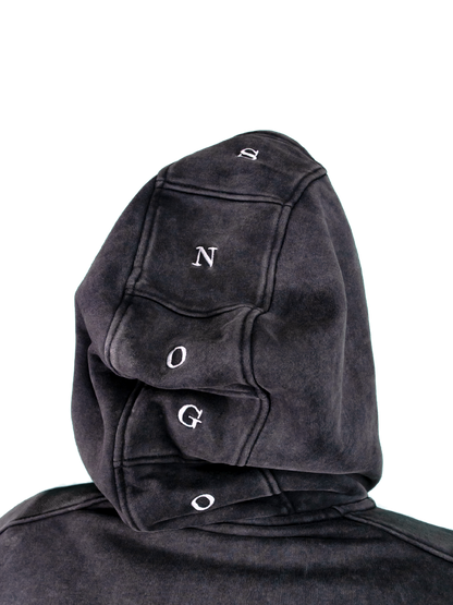Sudadera con capucha de gramaje pesado - Gris carbón lavado mineral