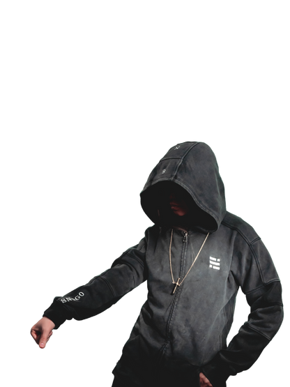 Sudadera con capucha de gramaje pesado - Gris carbón lavado mineral
