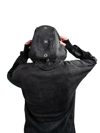 Sudadera con capucha de gramaje pesado - Gris carbón lavado mineral