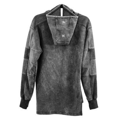 Sudadera con capucha de gramaje pesado - Gris carbón lavado mineral