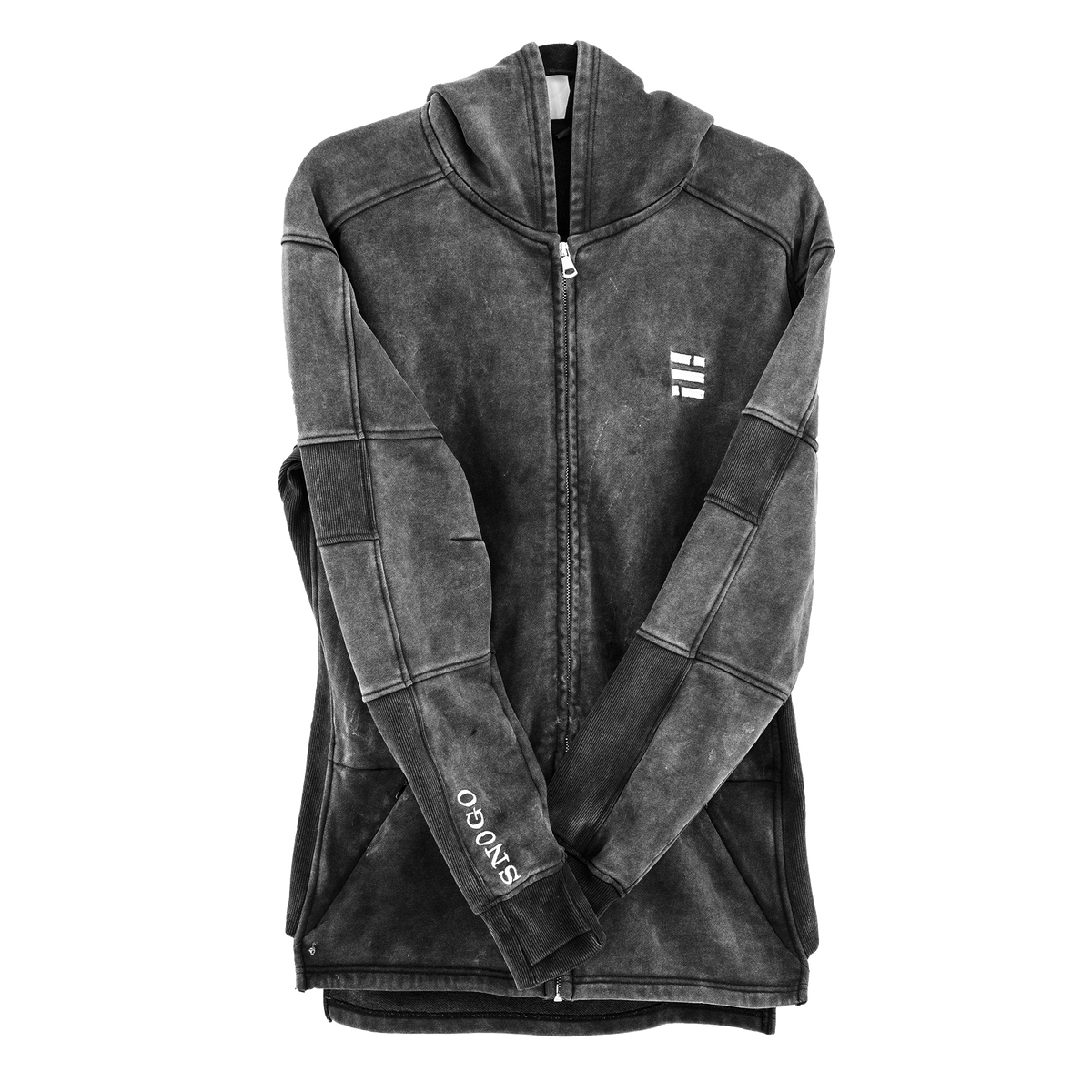 Sudadera con capucha de gramaje pesado - Gris carbón lavado mineral