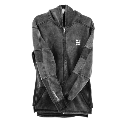 Sudadera con capucha de gramaje pesado - Gris carbón lavado mineral