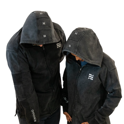 Sudadera con capucha de gramaje pesado - Gris carbón lavado mineral