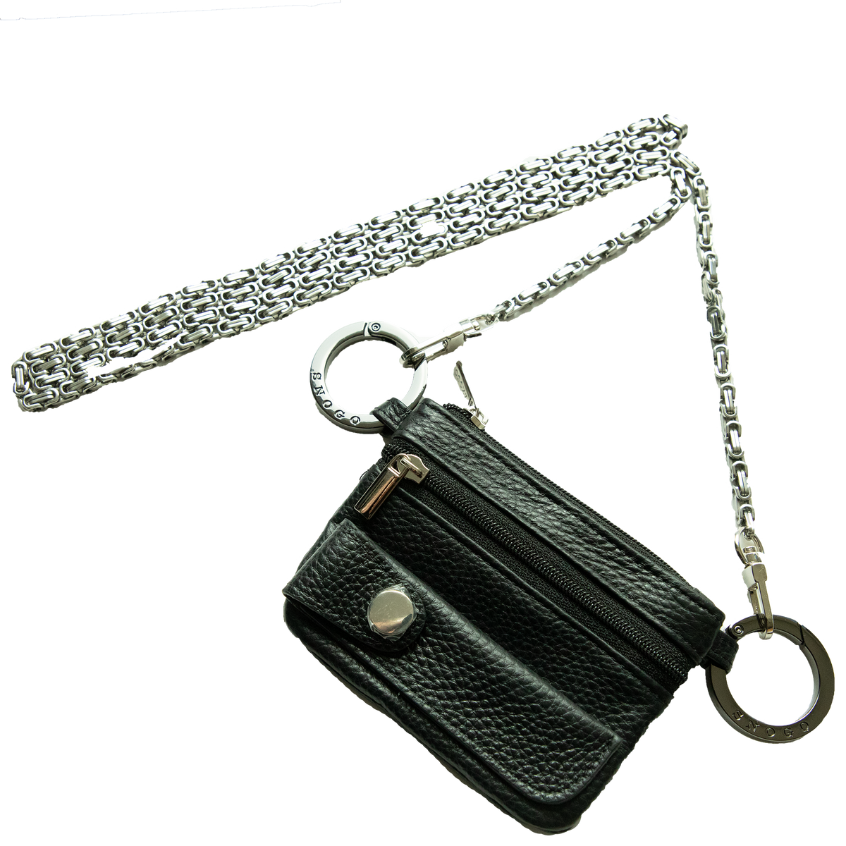 Cartera de viaje | 4 compartimentos de piel de lichi con llaveros y correa