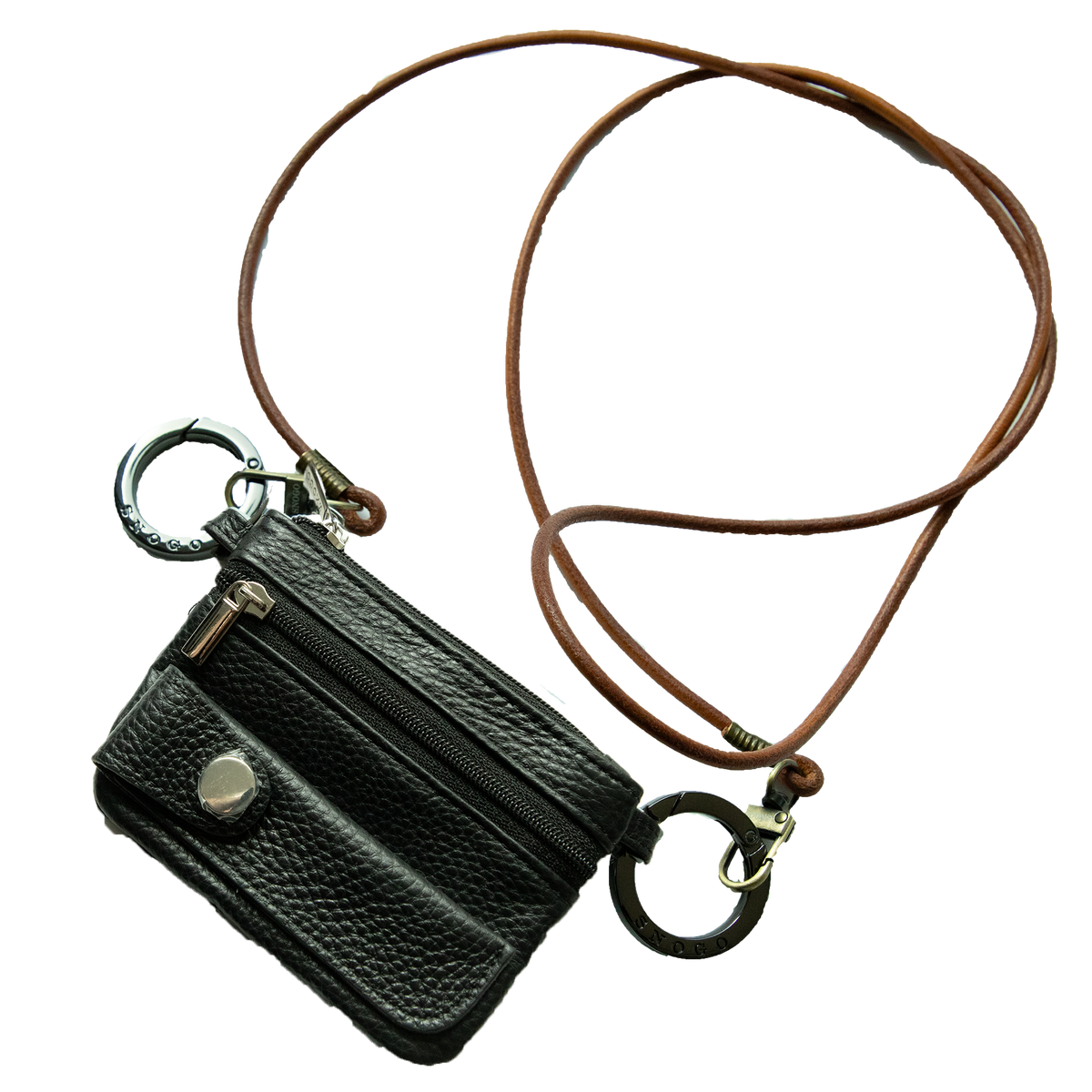 Cartera de viaje | 4 compartimentos de piel de lichi con llaveros y correa
