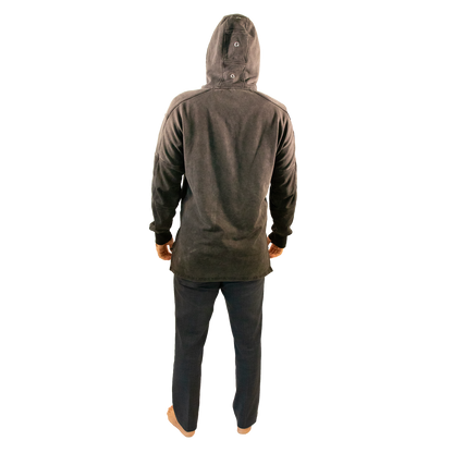 Sudadera con capucha de gramaje pesado - Gris carbón lavado mineral