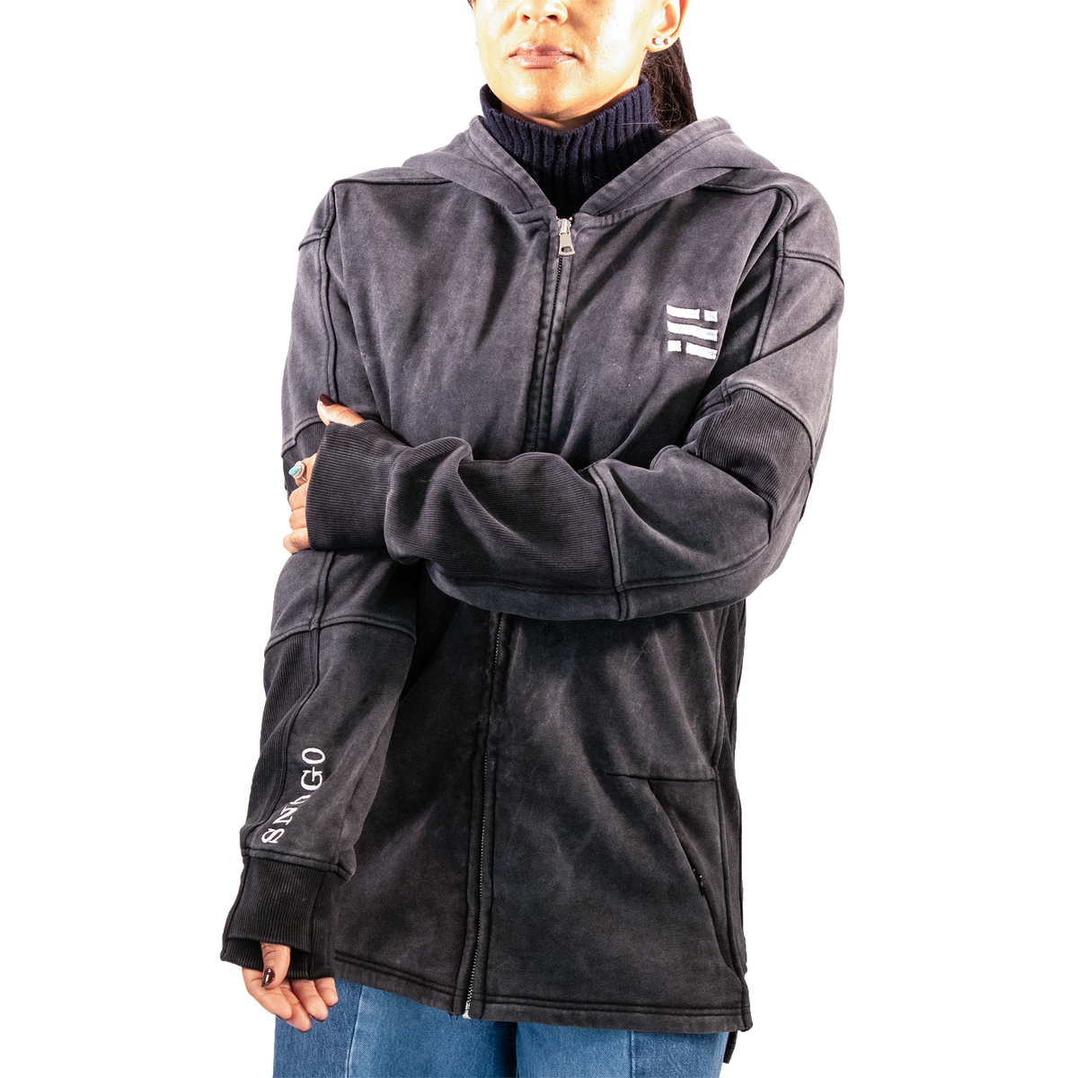 Sudadera con capucha de gramaje pesado - Gris carbón lavado mineral
