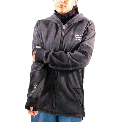 Sudadera con capucha de gramaje pesado - Gris carbón lavado mineral