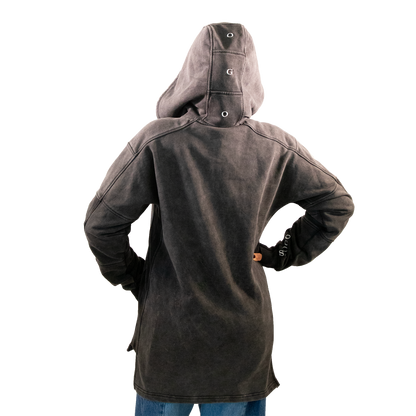 Sudadera con capucha de gramaje pesado - Gris carbón lavado mineral